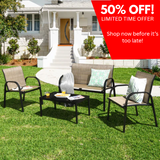 4PCS Patio Conversation Furniture Set All-Weather Garden Outdoor Brown