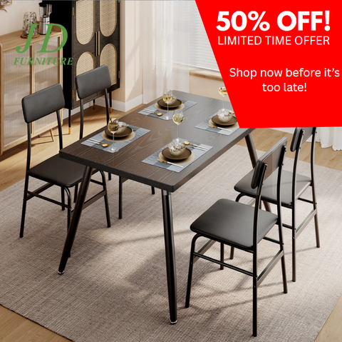 Dining Table Set for 4 – Kitchen Dining Table with 2 Chairs, Black for Dining Room