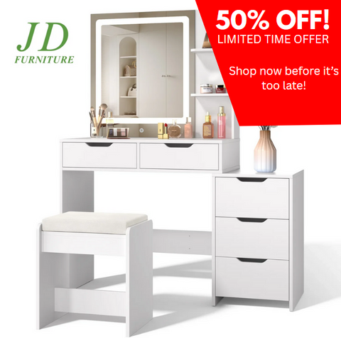 Makeup Vanity with Mirror and Lights Large Vanity Table Set White
