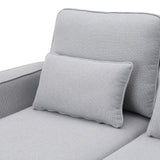 4 Seater Sofa with USB Ports Upholstered Couch with Storage Coffee Table and Cup Holders for Living Room,114.2" Light Gray