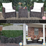 3 Pieces Patio Furniture Set, PE Rattan Wicker 3 Pcs Outdoor Sofa Set W/Washable Cushion and Tempered Glass Tabletop, Conversation Furniture for Garden Poolside Balcony (Black)