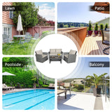 4PCS Patio Rattan Conversation Set Outdoor Furniture Set With Khaki Cushions