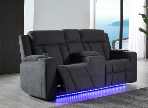 Modern Fabric Power Reclining, Power Headrest, Living Room Set in Charcoal Grey, Cupholder, Theater Couch, 9202 (Sofa+Loveseat+Chair)