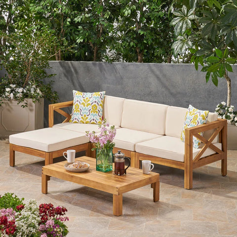 Barcomb Outdoor 5 Piece Sectional Seating Group with Cushions