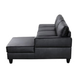 L-Shaped Sectional Couch, Living Room Furniture Suitable for Small Space,Black(No Ottoman)