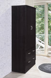 Two-Door Wardrobe with Two Drawers & Hanging Rod – Chocolate Storage Cabinet