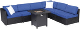 Outdoor Conversation Sets with Fire Pit Table Patio Furnitures Propane Fire Pit Seating,Dark Blue