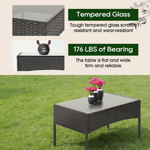 4-Piece Patio Furniture Set – Outdoor Rattan Wicker Sofa & Chairs, Garden Conversation Bistro Set for Yard, Pool, or Backyard