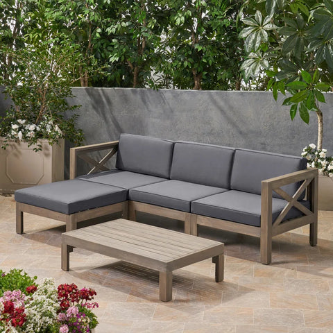 Barcomb Outdoor 5 Piece Sectional Seating Group with Cushions