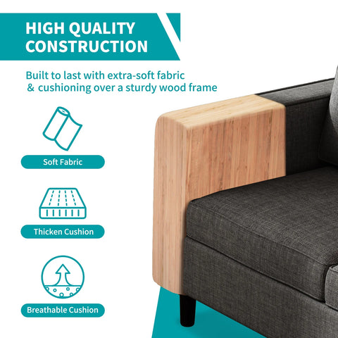 Sectional Sofa with Storage Ottoman, 78'' Convertible L-Shaped Sofa Couch for Living Room&Small Space, Dark Grey
