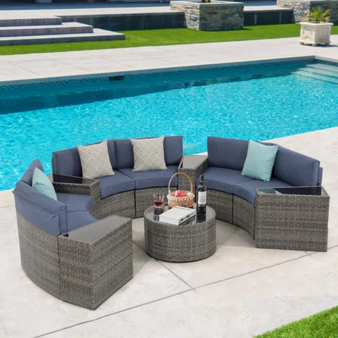 Wicker/Rattan 6 - Person Seating Group with Cushions