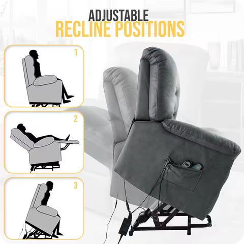 Microfiber Power Recliner Chair, Electric Recliner Chairs, Massage Lift Chairs Recliners with Footrest in Gray