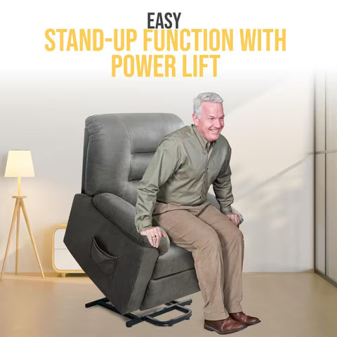 Microfiber Power Recliner Chair, Electric Recliner Chairs, Massage Lift Chairs Recliners with Footrest in Gray