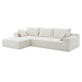 Convertible Modular Sectional Sofa L Shaped Reversible Couch Chenille Sleeper Combination Sofa for Living Room,Cream(No Metal Frame,Foam + Pocket Spring Fill)