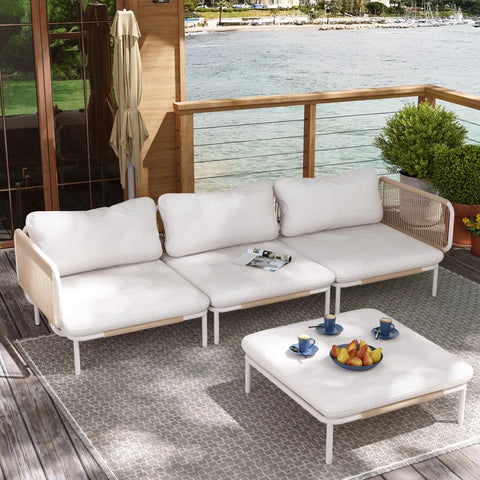Kaustav 100.4'' Metal Outdoor Patio Sectional (Set of 4)