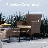 Outdoor Furniture Set, 4 Piece Wicker Patio Chairs Set, Brown with Beige Cushions