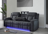 Modern Fabric Power Reclining, Power Headrest, Living Room Set in Charcoal Grey, Cupholder, Theater Couch, 9202 (Sofa+Loveseat+Chair)