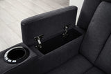 Modern Fabric Power Reclining, Power Headrest, Living Room Set in Charcoal Grey, Cupholder, Theater Couch, 9202 (Sofa+Loveseat+Chair)