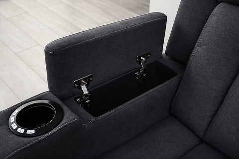 Modern Fabric Power Reclining, Power Headrest, Living Room Set in Charcoal Grey, Cupholder, Theater Couch, 9202 (Sofa+Loveseat+Chair)