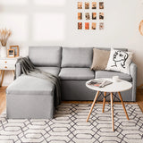 Convertible Sectional Sofa L-Shaped Couch W/Reversible Chaise Light Grey