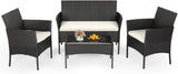 4-Piece Patio Furniture Set – Outdoor Rattan Wicker Sofa & Chairs, Garden Conversation Bistro Set for Yard, Pool, or Backyard