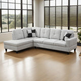 Modern L-Shaped Sectional Sofa Set – Off-White Chenille Couch for Apartment Living Room (No Ottoman)