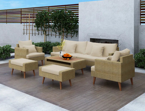 Janiyah 6-Piece Sofa Seating Group with Cushions – Outdoor Patio Furniture Set