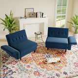 Blue Velvet Convertible Futon Sofa Bed with Memory Foam – Sleeper Couch