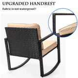 3 Pieces Wicker Outdoor Set with a High-Quality Tempered Glass Coffee Table, Black, Steel, 2