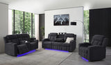 Modern Fabric Power Reclining, Power Headrest, Living Room Set in Charcoal Grey, Cupholder, Theater Couch, 9202 (Sofa+Loveseat+Chair)