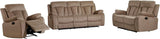 Elton 3-Piece Beige Reclining Sofa Set – Microfiber Sofa, Loveseat & Chair with Lumbar Support & Extra Padding, 6-Seater