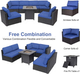 Outdoor Conversation Sets with Fire Pit Table Patio Furnitures Propane Fire Pit Seating,Dark Blue