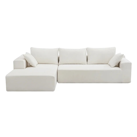 Convertible Modular Sectional Sofa L Shaped Reversible Couch Chenille Sleeper Combination Sofa for Living Room,Cream(No Metal Frame,Foam + Pocket Spring Fill)