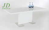 Border Extendable Metal Base Dining Table – Modern Adjustable Table for Dining Room or Kitchen