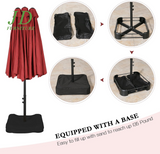 15-Ft Double-Sided Patio Umbrella – Outdoor Market Umbrella with Crank, Base Included, Red