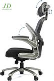 Officefactor Big and Tall Office Chair – 500 lbs Rated, High Back Ergonomic Chair with Flip-Up Arms, Adjustable Lumbar Support & Headrest, Mesh Back, Black