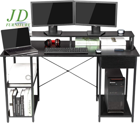 Home Office Computer Desk – Desk with Drawer, Monitor Stand & Storage Shelves