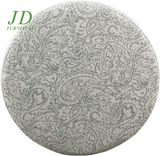 Upholstered Round Storage Ottoman – Gray Floral Footrest for Living Room & Bedroom Decor