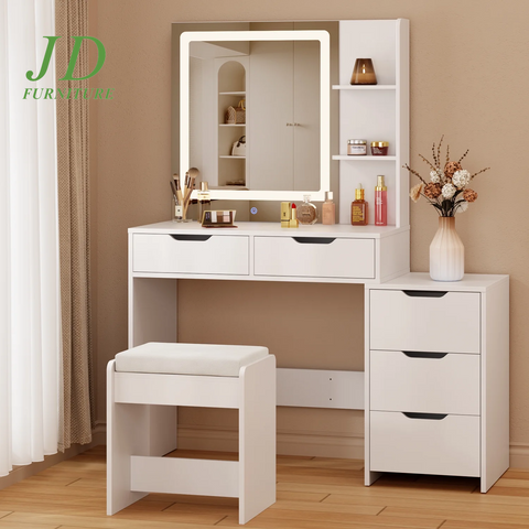 Makeup Vanity with Mirror and Lights Large Vanity Table Set White