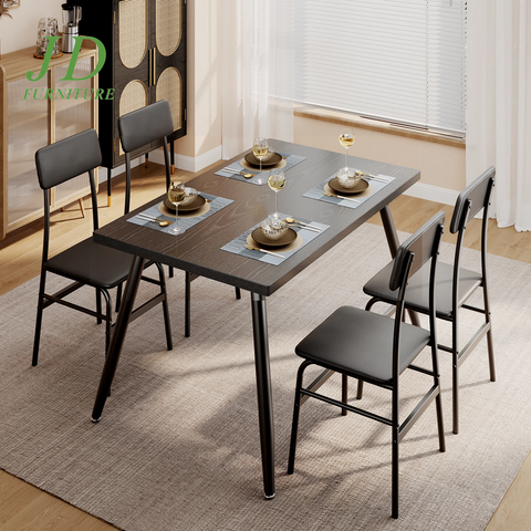 Dining Table Set for 4 – Kitchen Dining Table with 2 Chairs, Black for Dining Room