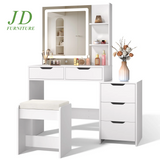Makeup Vanity with Mirror and Lights Large Vanity Table Set White