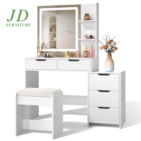 Makeup Vanity with Mirror and Lights Large Vanity Table Set White