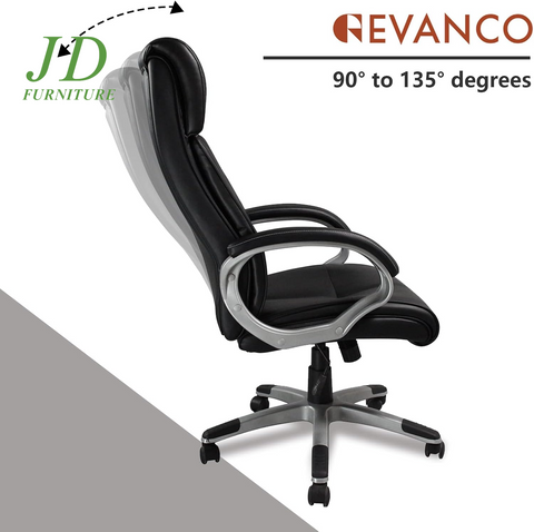 Executive Home Office Chair – Ergonomic High Back with Lumbar Support, Adjustable PU Leather Manager Chair, Black