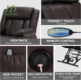 Power Lift Recliner Chair for Elderly – Electric Massage & Heat, PU Leather, Brown