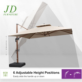 9' x 12' Double Top Deluxe Patio Umbrella – Wood Pattern, Offset Hanging Outdoor Market Umbrella, Beige