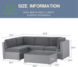 5-Piece Outdoor Patio Furniture, Grey Wicker Furniture Modular Patio Sectional Sofas Outdoor Conversation Set for Garden, Balcony, Deck, Lawns, Porch - Gray