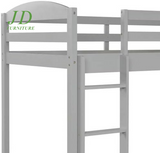 Twin Loft Bed for Kids, Wood Loft Bed L-Shaped Corner Bunk Bed Frame 3 Bed Bunk Loft Bed with Full Guardrails and Flat Ladder (Grey)