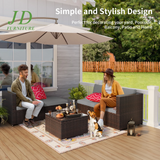 5-Piece PE Rattan Patio Furniture Set, Outdoor Sectional Sofa with Cushion, Gray