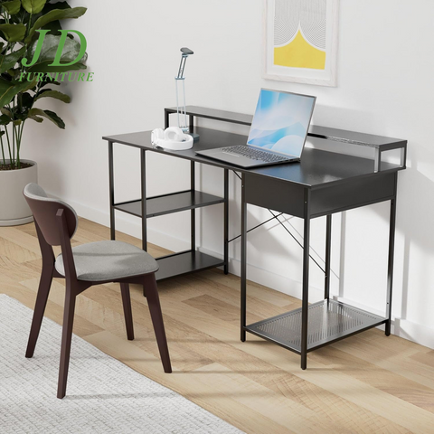 Home Office Computer Desk – Desk with Drawer, Monitor Stand & Storage Shelves