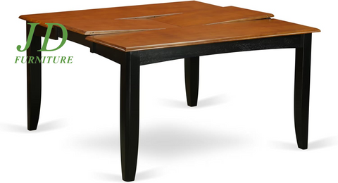 9-Piece Dining Set – Square Kitchen Table with Butterfly Leaf & 8 Linen Upholstered Chairs, 54x54 Inch, Black & Cherry